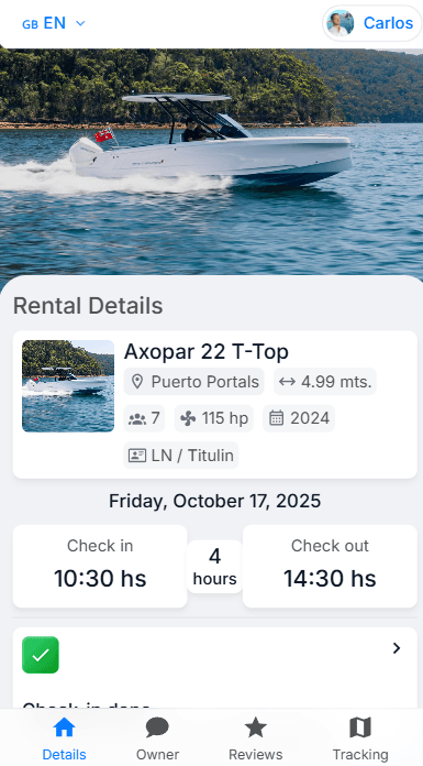 Pantalla de check-in digital para el huesped